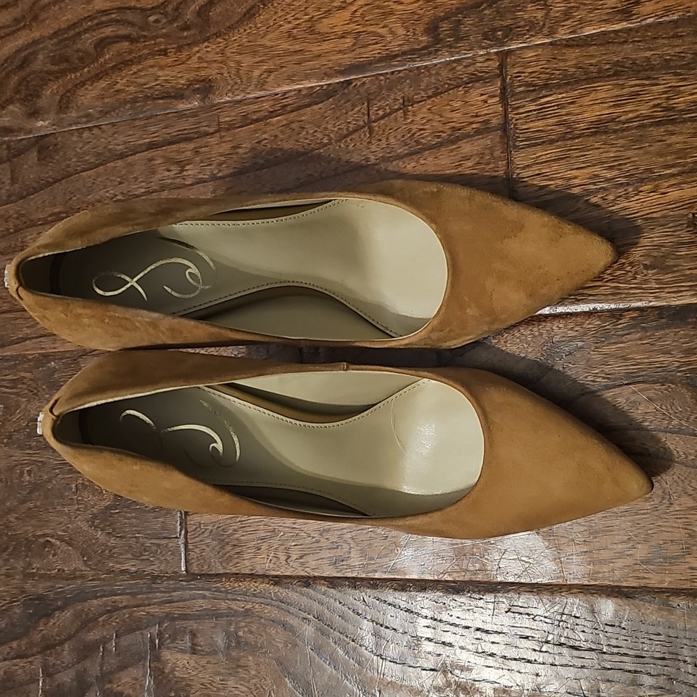 Sam Edelman Hazel Pointed Toe Pumps Tan Suede Women's Heels - Picture 2 of 5